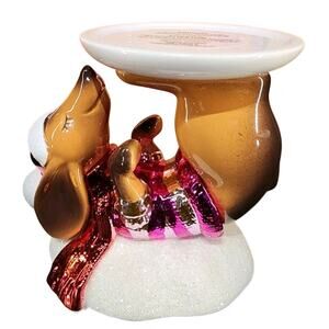 Bath & Body Works Santa dog 3 wick candle holder Christmas Dachshund Doxie BBW